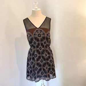 Black Mesh Sleeve Mini Dress